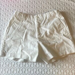 Lands' End White Bermuda Shorts Relaxed Fit Cotton Blend